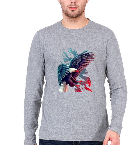 Eagle Full Sleeves T-Shirt for Men-Grey Melange-Ektarfa.online