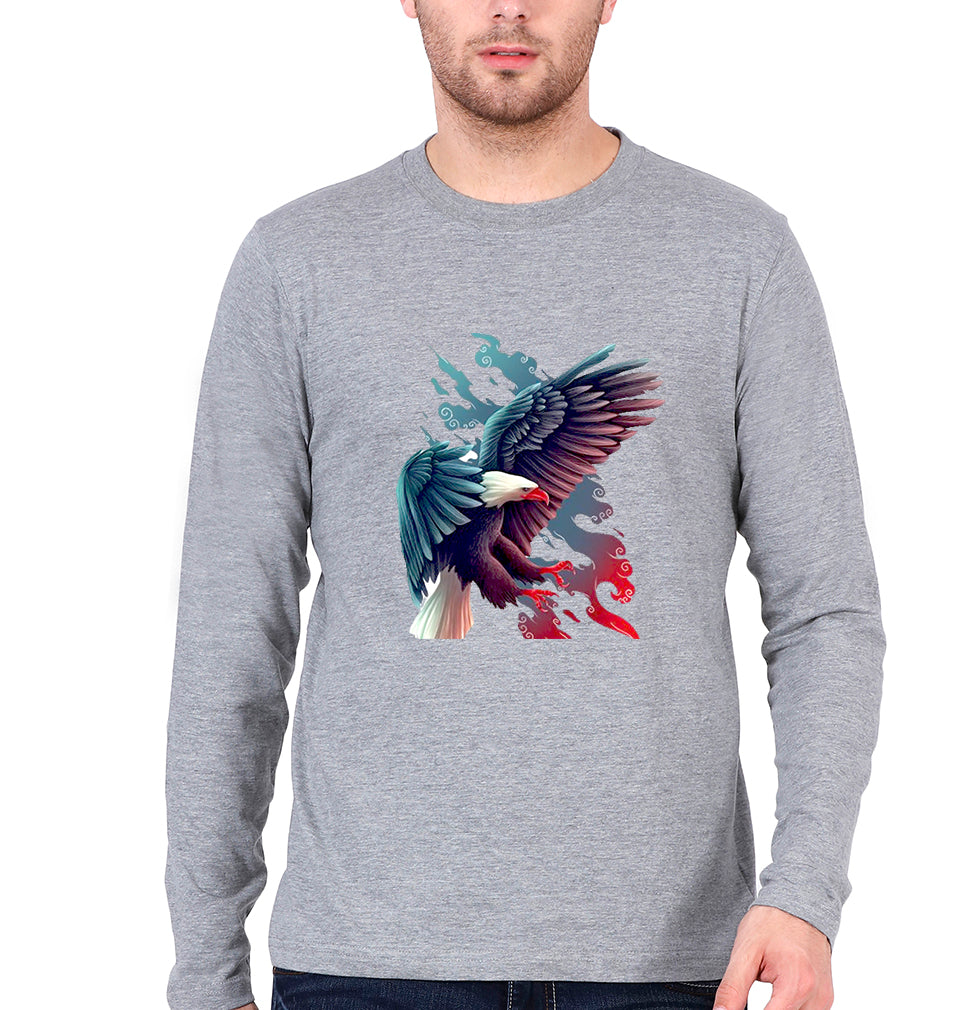 Eagle Full Sleeves T-Shirt for Men-Grey Melange-Ektarfa.online