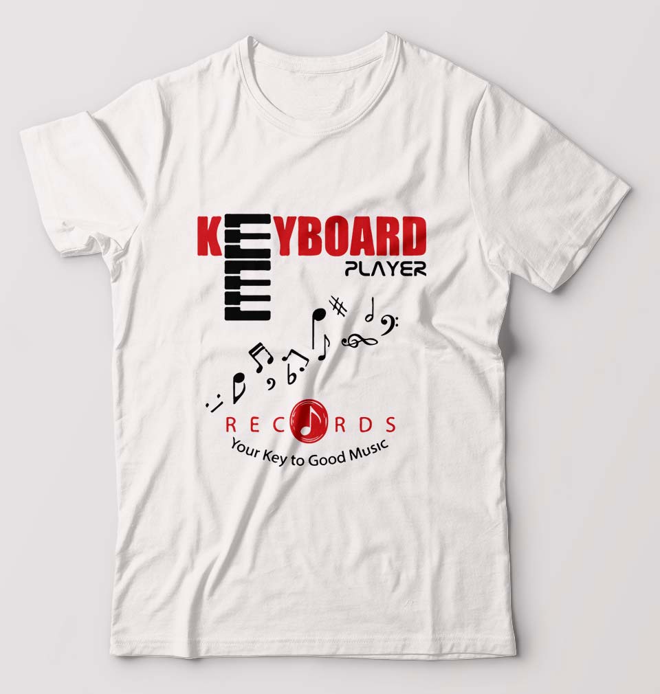Piano Keyboard T-Shirt for Men-White-Ektarfa.online