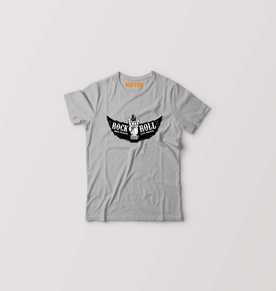 Rock & Roll Kids T-Shirt for Boy/Girl-Grey-Ektarfa.online