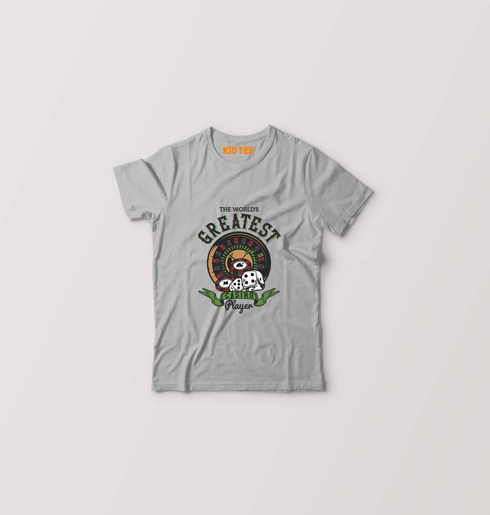 Casino Player Kids T-Shirt for Boy/Girl-Grey-Ektarfa.online