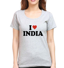 Load image into Gallery viewer, I Love India T-Shirt for Women-Grey Melange-Ektarfa.online
