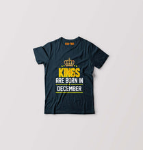 Load image into Gallery viewer, Kings Are Born In December Kids T-Shirt for Boy/Girl-Petrol Blue-Ektarfa.online
