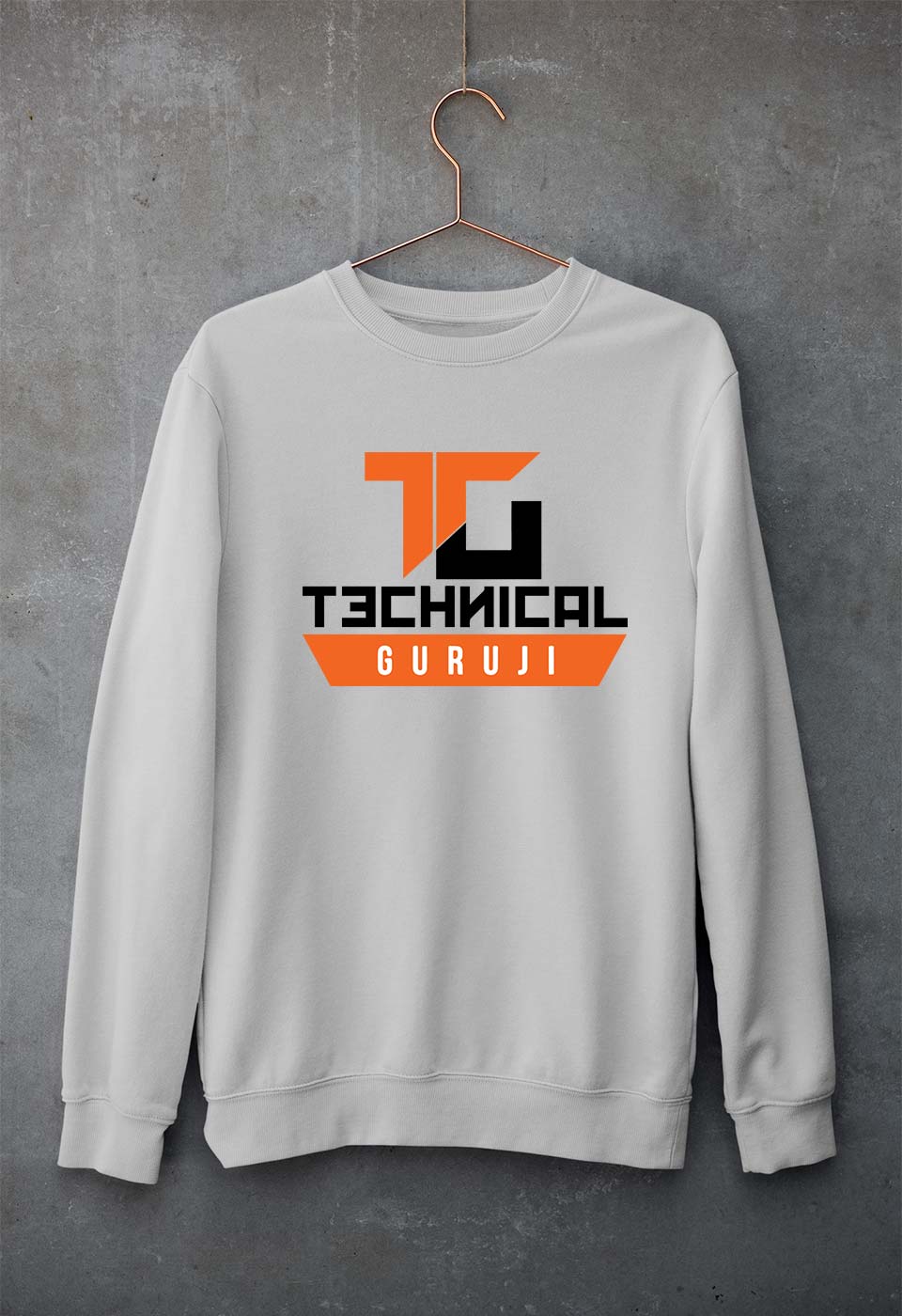 Technical Guruji(Gaurav Chaudhary) Unisex Sweatshirt for Men/Women-Grey Melange-Ektarfa.online