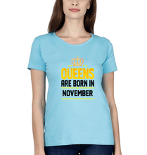 Load image into Gallery viewer, Queens Are Born In November T-Shirt for Women-Light Blue-Ektarfa.online
