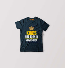 Load image into Gallery viewer, Kings Are Born In November Kids T-Shirt for Boy/Girl-Petrol Blue-Ektarfa.online
