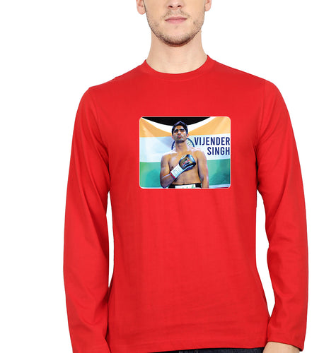 Vijender Singh Full Sleeves T-Shirt for Men-Red-Ektarfa.online