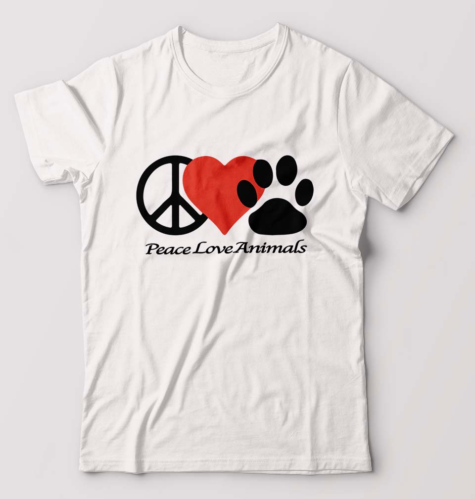 Peace Love Animals T-Shirt for Men-White-Ektarfa.online