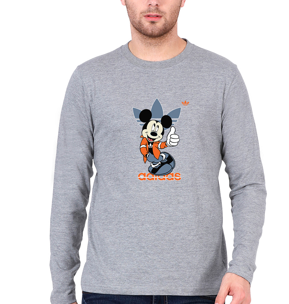 Mickey Full Sleeves T-Shirt for Men-Grey Melange-Ektarfa.online