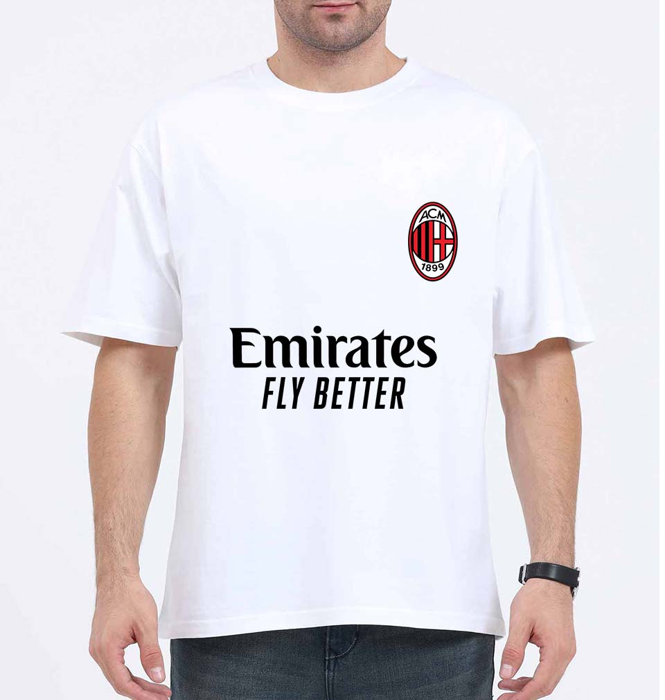 A.C. Milan 2021-22 Oversized T-Shirt for Men-White-Ektarfa.online