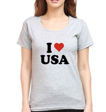 Load image into Gallery viewer, I Love USA T-Shirt for Women-Grey Melange-Ektarfa.online
