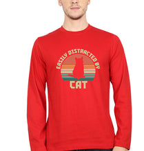 Load image into Gallery viewer, Cat Full Sleeves T-Shirt for Men-S(38 Inches)-Red-Ektarfa.online

