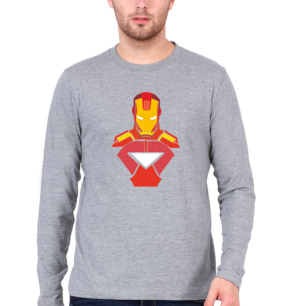 Iron Man Full Sleeves T-Shirt for Men-Grey Melange-Ektarfa.online