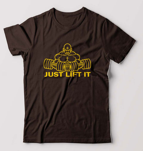 Gym Lift T-Shirt for Men-S(38 Inches)-Coffee Brown-Ektarfa.online
