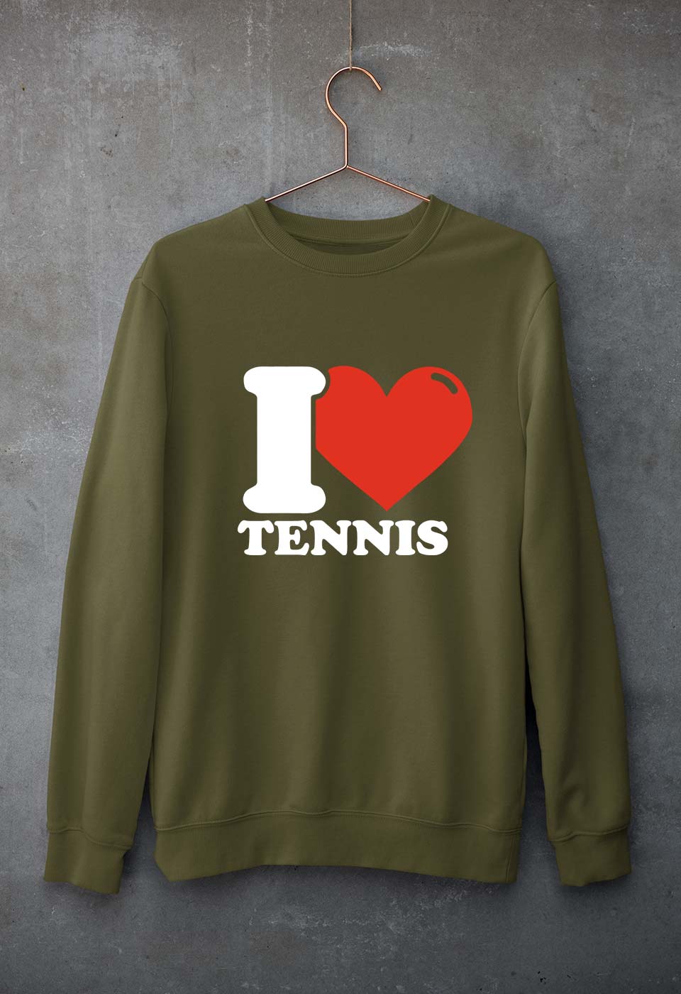 I Love Tennis Unisex Sweatshirt for Men/Women-Olive Green-Ektarfa.online