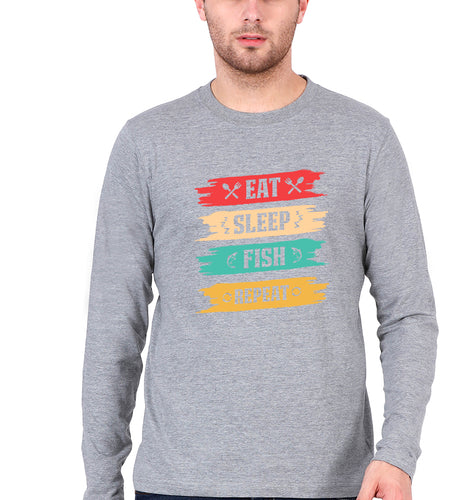 Fishing Full Sleeves T-Shirt for Men-Grey Melange-Ektarfa.online