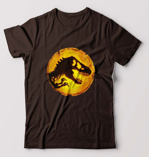 Jurassic World T-Shirt for Men-S(38 Inches)-Coffee Brown-Ektarfa.online