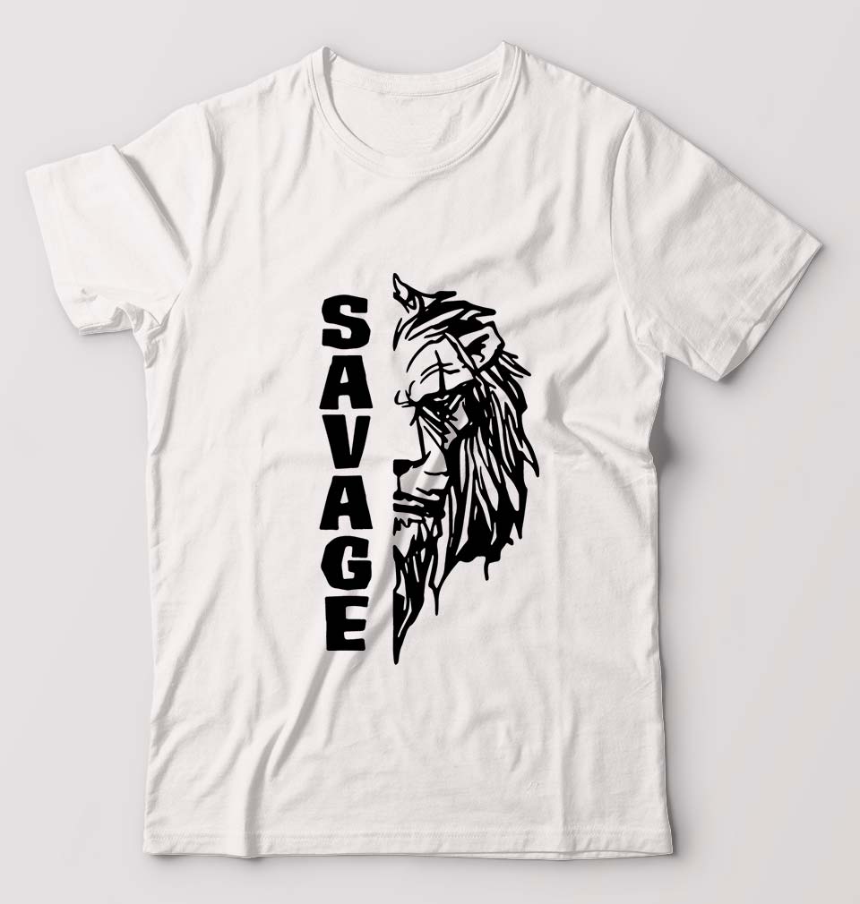 Savage Lion T-Shirt for Men-White-Ektarfa.online