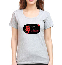 Load image into Gallery viewer, Dragon T-Shirt for Women-XS(32 Inches)-Grey Melange-Ektarfa.online
