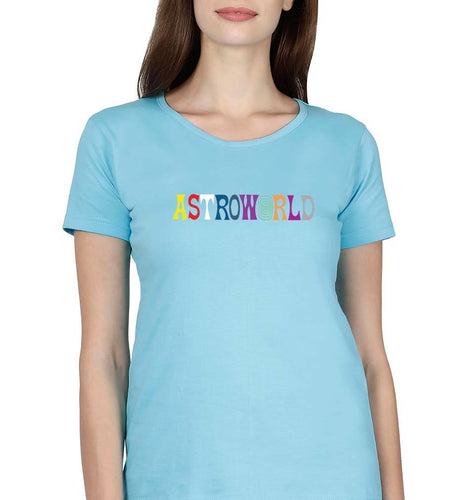 Astroworld Travis Scott T-Shirt for Women-XS(32 Inches)-Light Blue-Ektarfa.online