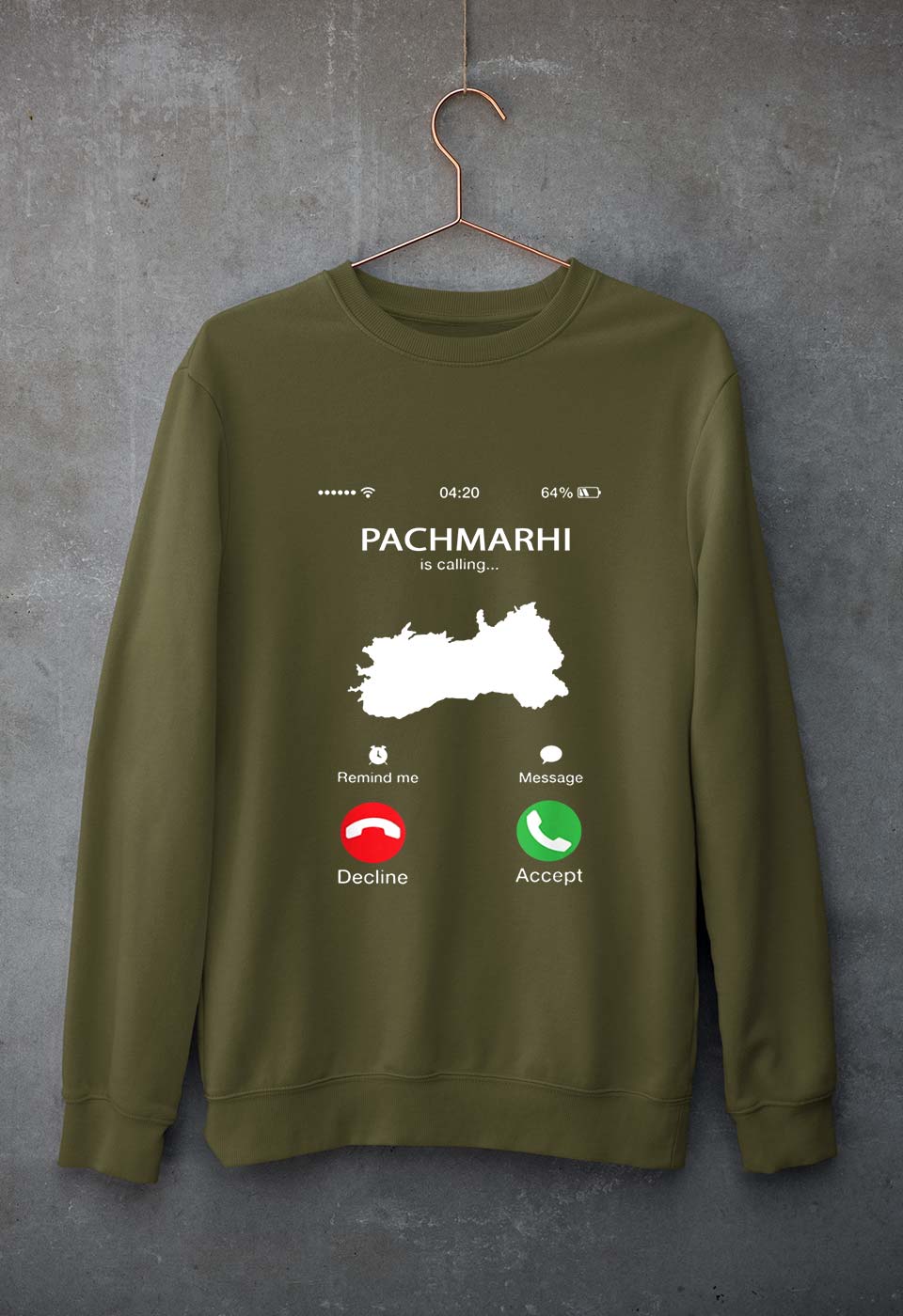 Pachmarhi Calling Unisex Sweatshirt for Men/Women-Olive Green-Ektarfa.online