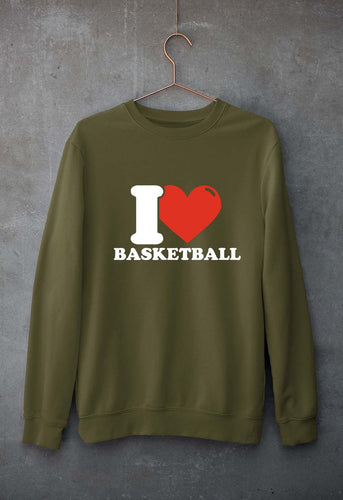 I Love Basketball Unisex Sweatshirt for Men/Women-Olive Green-Ektarfa.online