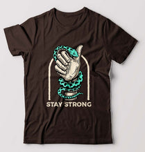 Load image into Gallery viewer, Stay Strong T-Shirt for Men-S(38 Inches)-Coffee Brown-Ektarfa.online

