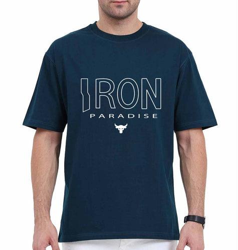 Iron Paradise Oversized T-Shirt for Men-Petrol Blue-Ektarfa.online