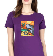 Load image into Gallery viewer, Shark T-Shirt for Women-XS(32 Inches)-Purple-Ektarfa.online
