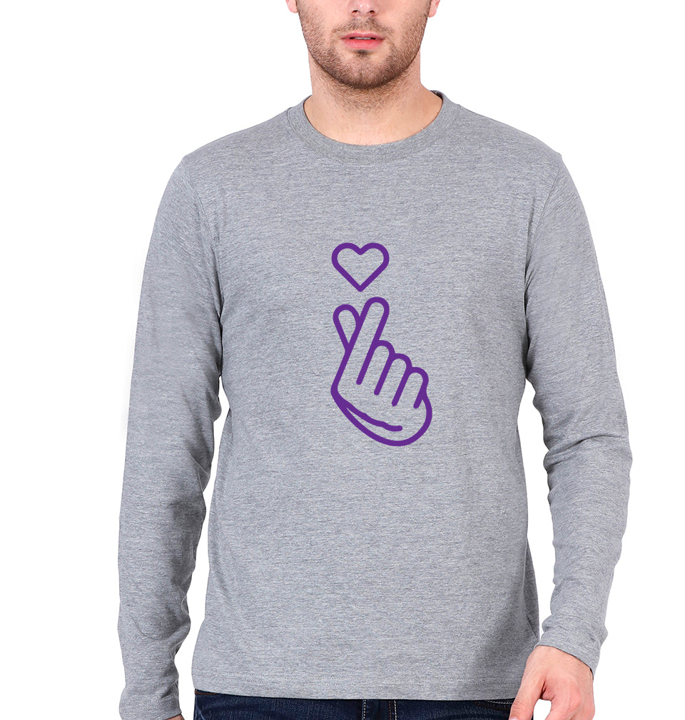Purple Heart Full Sleeves T-Shirt for Men-S(38 Inches)-Grey Melange-Ektarfa.online