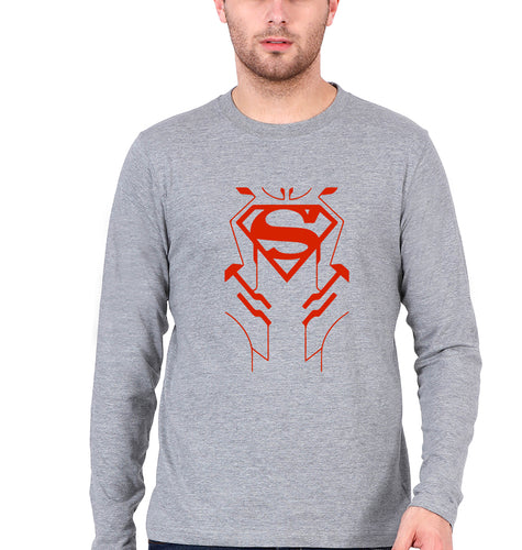Superman Superhero Dad Full Sleeves T-Shirt for Men-Grey Melange-Ektarfa.online
