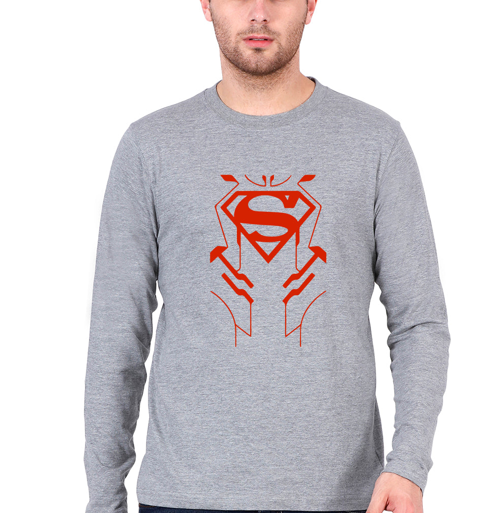 Superman Superhero Dad Full Sleeves T-Shirt for Men-Grey Melange-Ektarfa.online