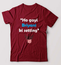 Load image into Gallery viewer, Biryani T-Shirt for Men-S(38 Inches)-Maroon-Ektarfa.online
