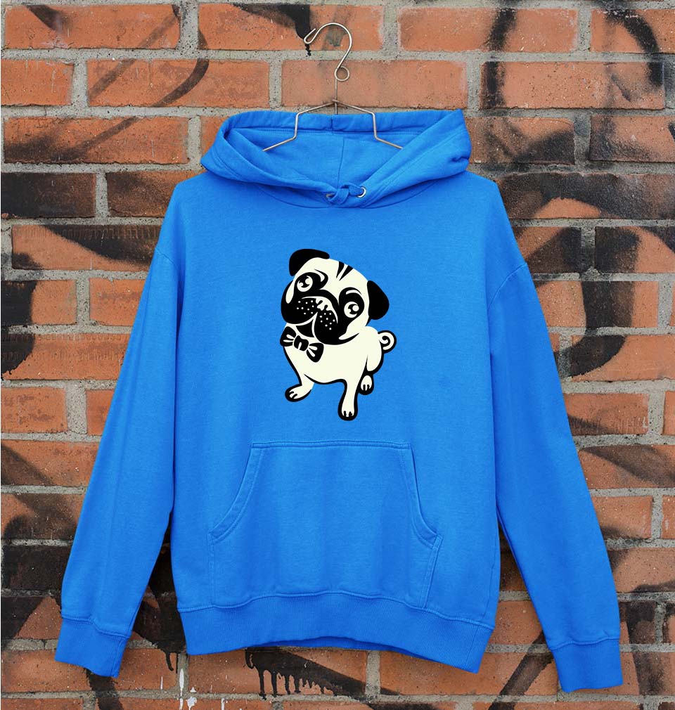 Pug Dog Unisex Hoodie for Men/Women-S(40 Inches)-Royal Blue-Ektarfa.online