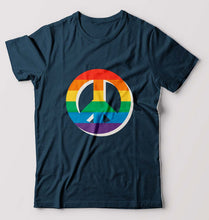 Load image into Gallery viewer, Peace Pride T-Shirt for Men-S(38 Inches)-Petrol Blue-Ektarfa.online
