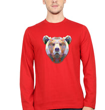 Load image into Gallery viewer, Bear Full Sleeves T-Shirt for Men-S(38 Inches)-Red-Ektarfa.online

