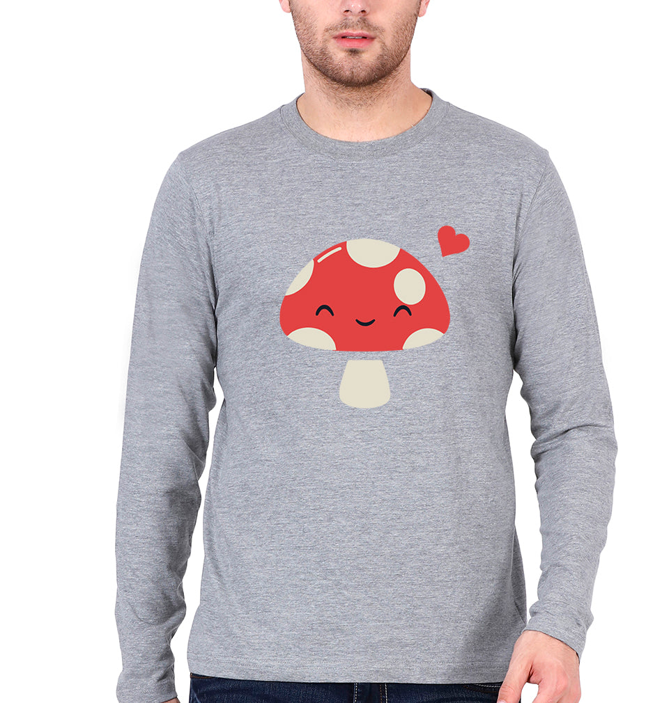 Mushroom Full Sleeves T-Shirt for Men-Grey Melange-Ektarfa.online