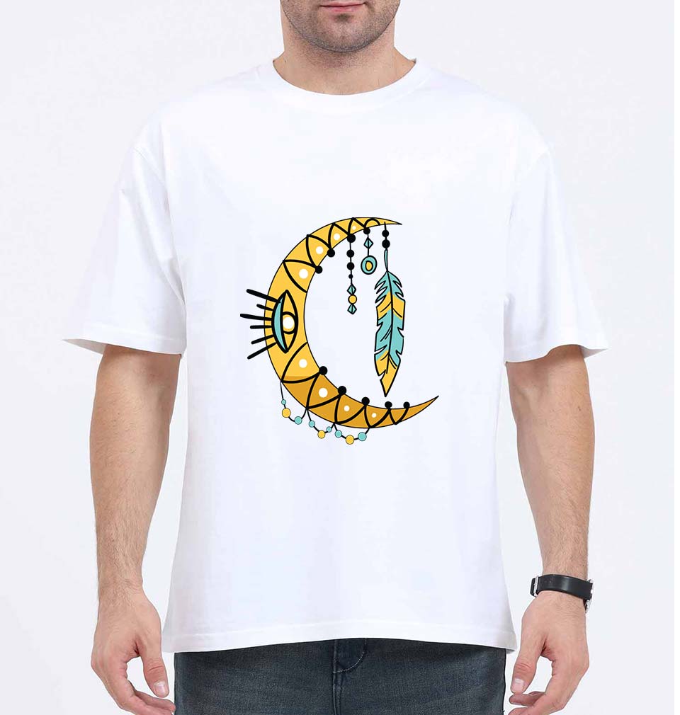 Dream Catcher Moon Oversized T-Shirt for Men-White-Ektarfa.online