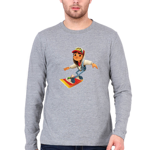 Subway Surfers Full Sleeves T-Shirt for Men-Grey Melange-Ektarfa.online