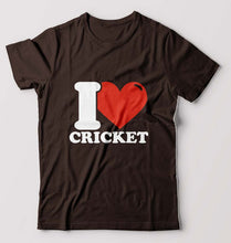 Load image into Gallery viewer, I Love Cricket T-Shirt for Men-Coffee Brown-Ektarfa.online
