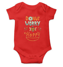 Load image into Gallery viewer, Donut Worry Be Happy Kids Romper For Baby Boy/Girl-0-5 Months(18 Inches)-RED-Ektarfa.online
