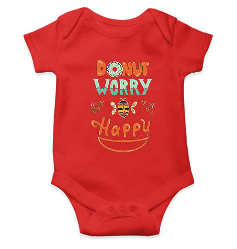 Donut Worry Be Happy Kids Romper For Baby Boy/Girl-0-5 Months(18 Inches)-RED-Ektarfa.online