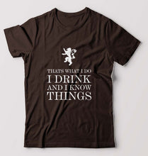 Load image into Gallery viewer, GOT Game of Thrones I Drink And Know Things T-Shirt for Men-S(38 Inches)-Coffee Brown-Ektarfa.online
