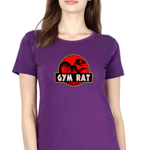 Load image into Gallery viewer, Gym Rat T-Shirt for Women-XS(32 Inches)-Purple-Ektarfa.online
