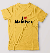 Load image into Gallery viewer, I Love Maldives T-Shirt for Men-Golden Yellow-Ektarfa.online
