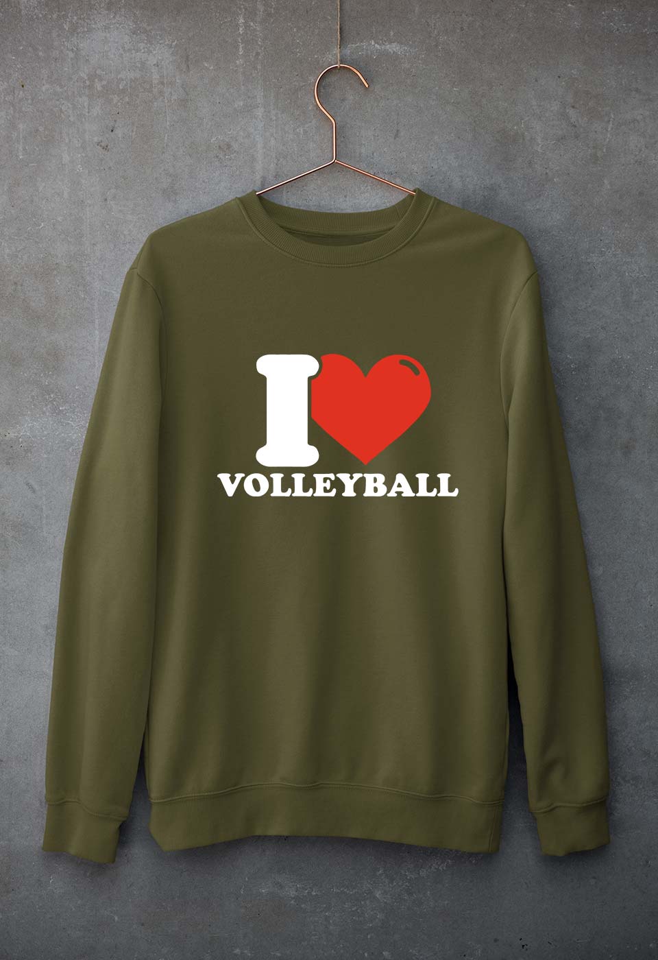 I Love Volleyball Unisex Sweatshirt for Men/Women-Olive Green-Ektarfa.online
