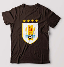Load image into Gallery viewer, Uruguay Football T-Shirt for Men-S(38 Inches)-Coffee Brown-Ektarfa.online
