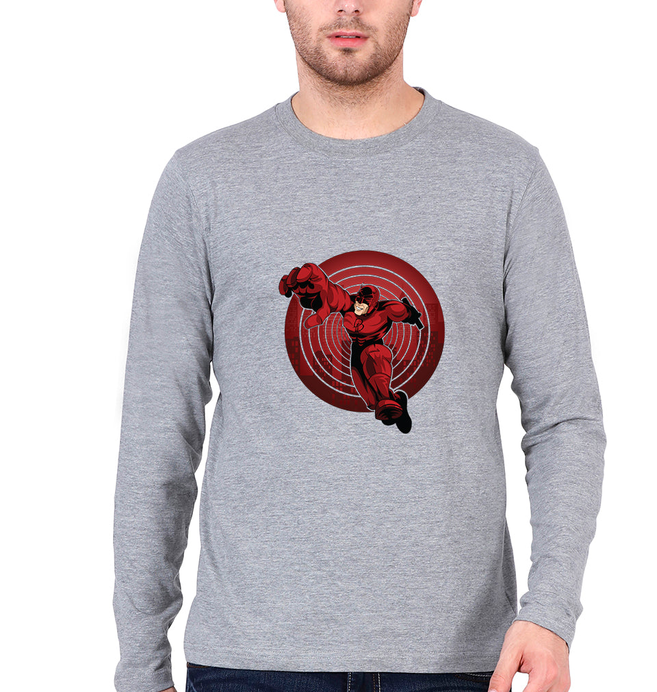 Daredevil Full Sleeves T-Shirt for Men-Grey Melange-Ektarfa.online