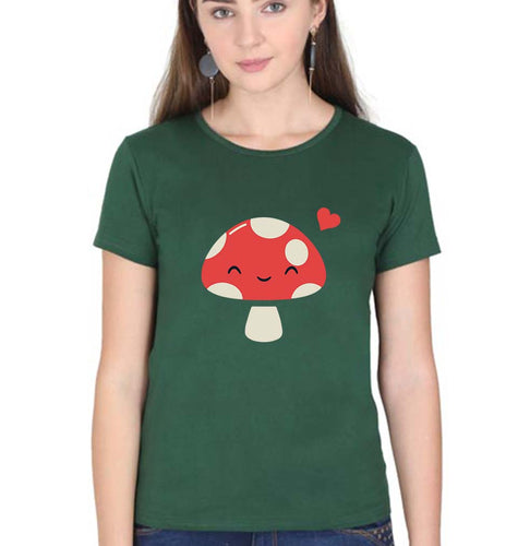 Mushroom T-Shirt for Women-Dark Green-Ektarfa.online
