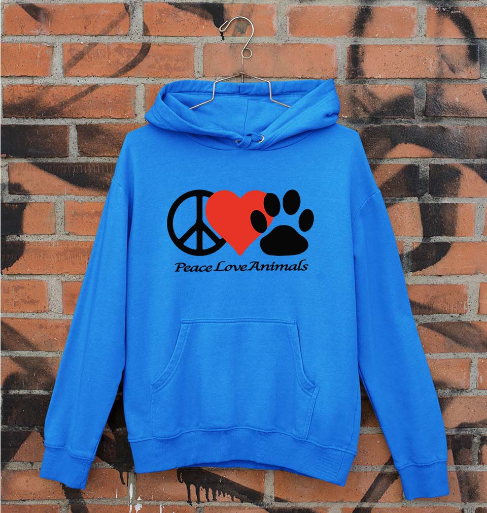 Peace Love Animals Unisex Hoodie for Men/Women-Royal Blue-Ektarfa.online